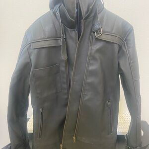 Batman Arkham Knight Black And Red Leather Jacket Vest Combo Size Large